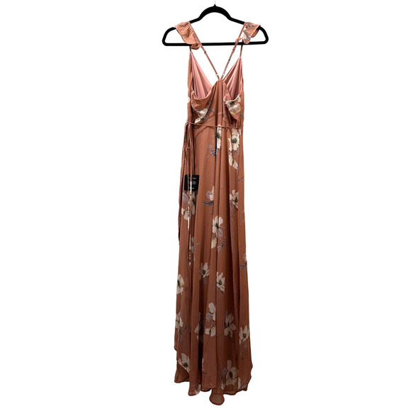 Lulus Floral Sleeveless Wrap Maxi Dress Size M Boho Romantic Sundress Wedding - Picture 5 of 13